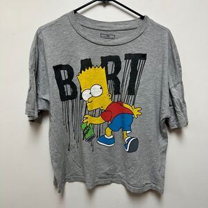 The Simpsons Bart Spray paint Can Troublemaker Retro womens gray size large 2013